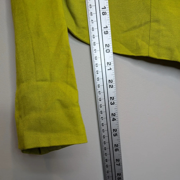 NWT KAREN KANE Jacket Blazer Zip-Front Women Lime Green linen Pocket Lined Small - Picture 11 of 11